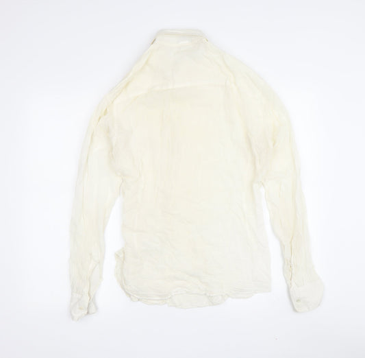 Paul & Joe Women's White Button-Up Shirt, Size L, Cotton