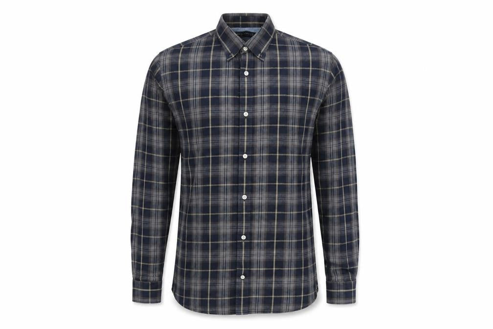 Jack & Jones Men's Blue Plaid Long Sleeve Shirt M