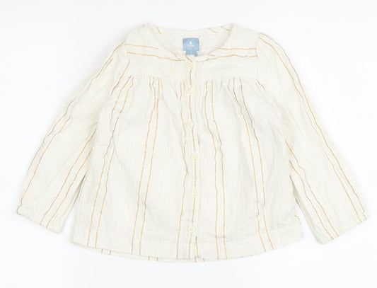 Baby Gap Girls Ivory Striped Blouse, 24 Months, Long Sleeve