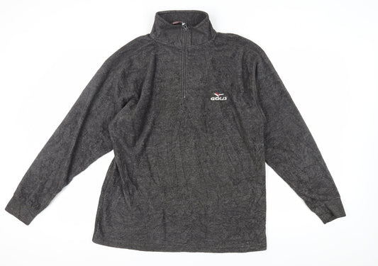 GOLJ Men's Grey 1/2 Zip Fleece Sweatshirt L