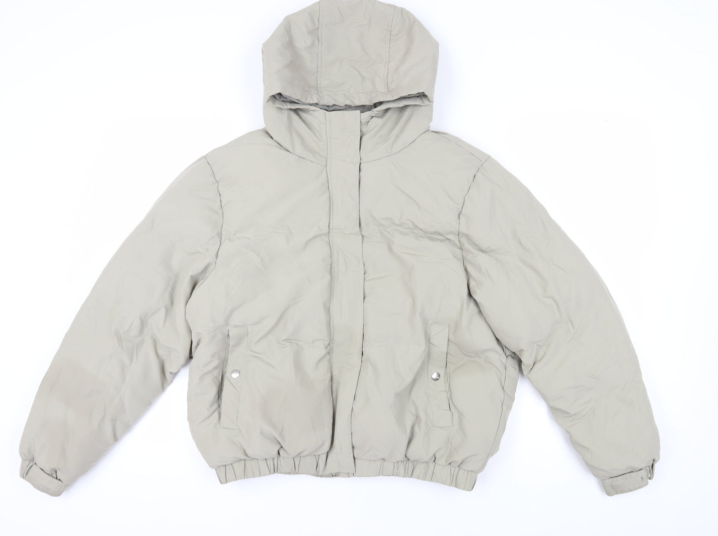 Brave Soul Women's Beige Hooded Puffer Jacket Size 16