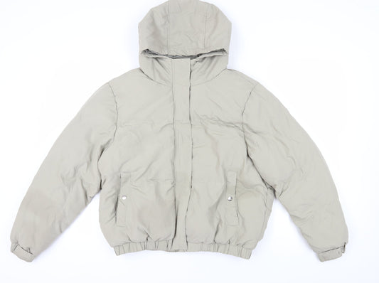 Brave Soul Women's Beige Hooded Puffer Jacket Size 16