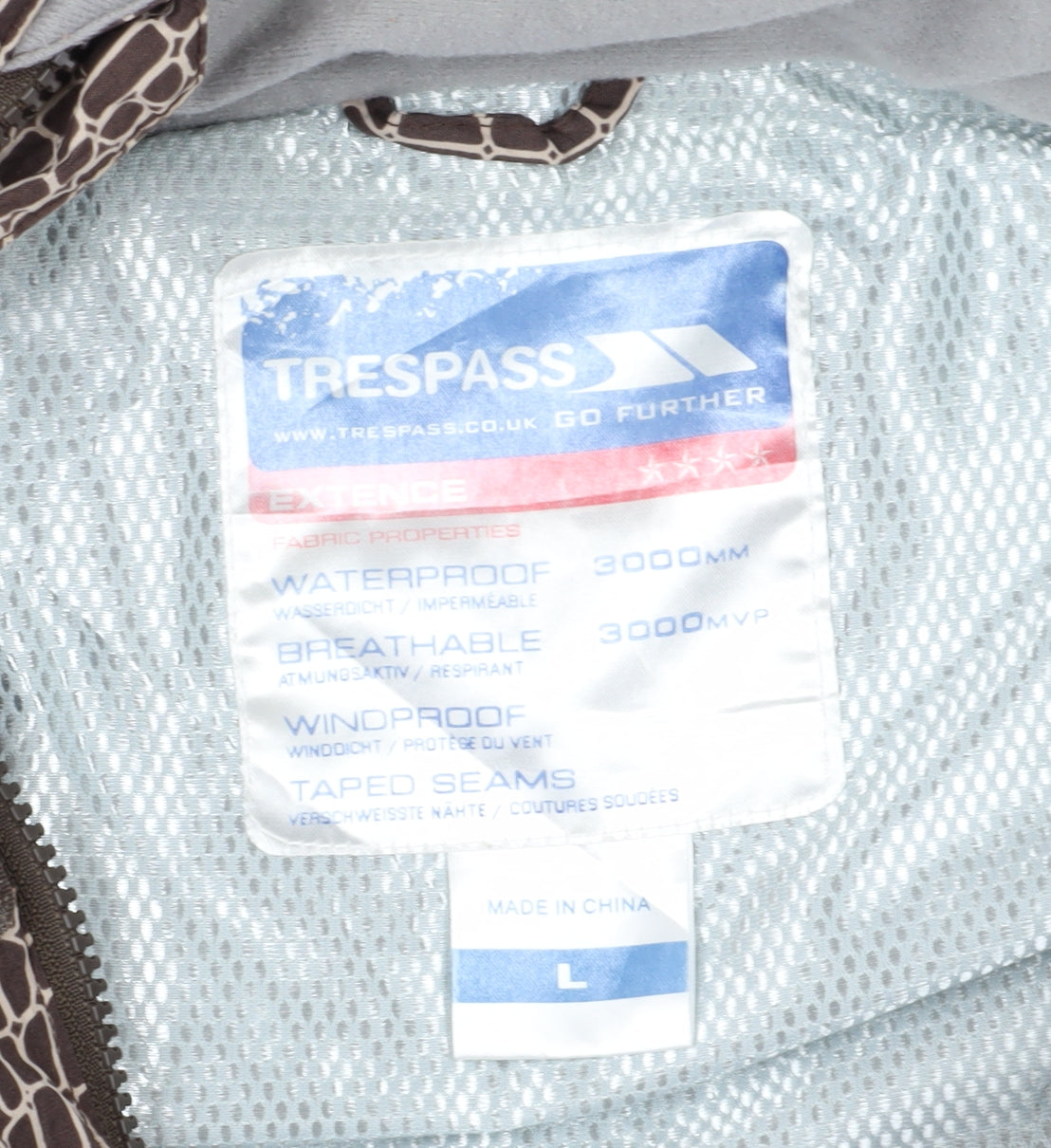 Trespass Men's Brown Geometric Rain Coat L Waterproof