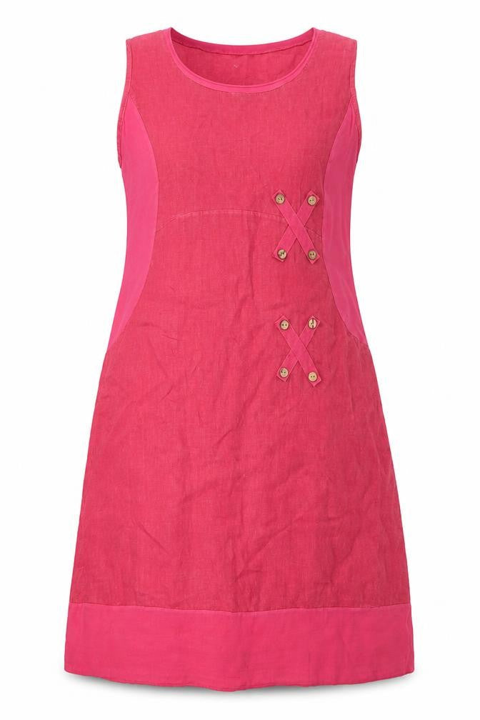 Billi Pink Linen Sleeveless Dress, Size 12, Women's Casual