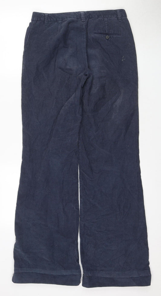 Sisley Women's Blue Straight-Leg Cotton Trousers