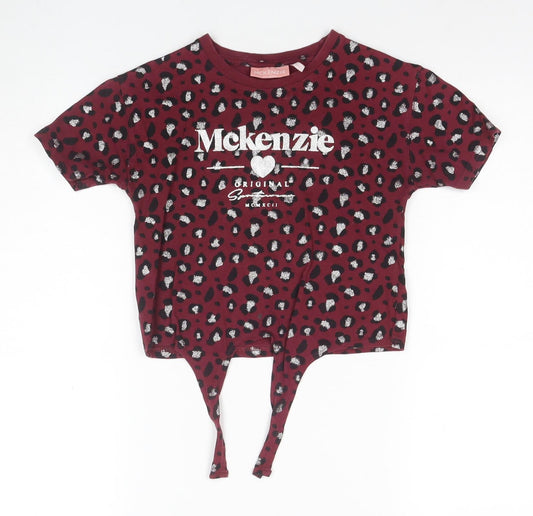 Mckenzie Girls Red Animal Print T-Shirt 7-8 Years