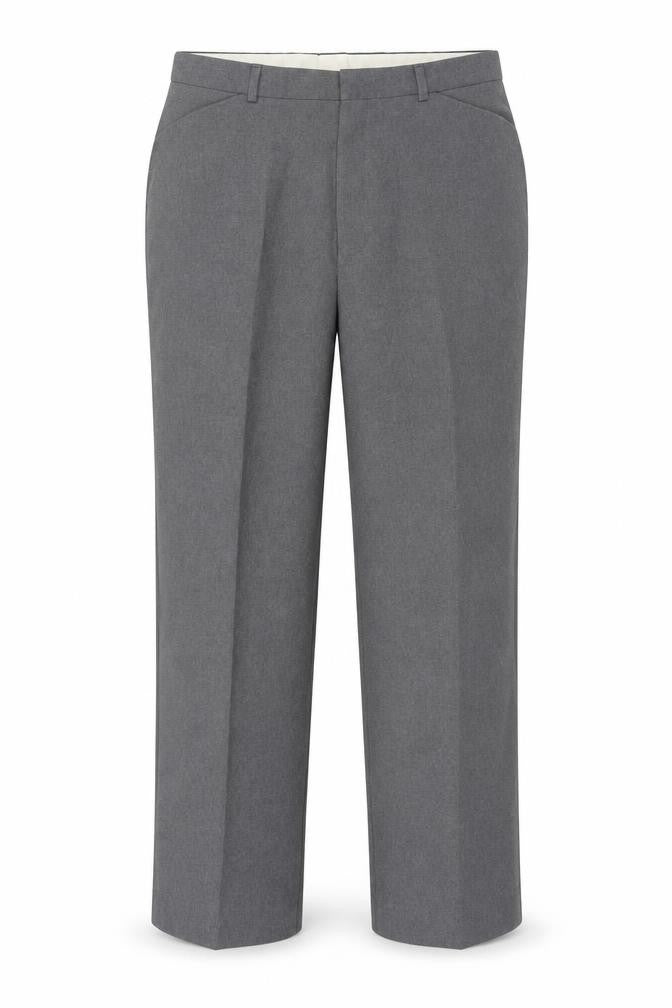 Ralph Men's Grey Trousers, L Size, Flat Front, Casual