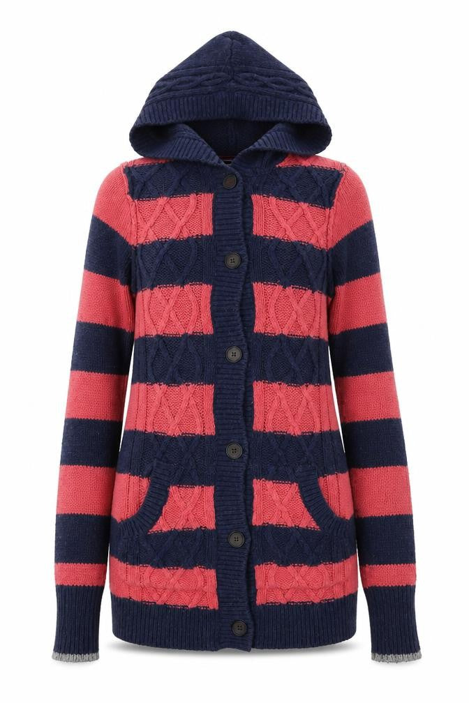 Womens UK XS  Hilfiger Denim Multicoloured Cardigan Cable-Knit