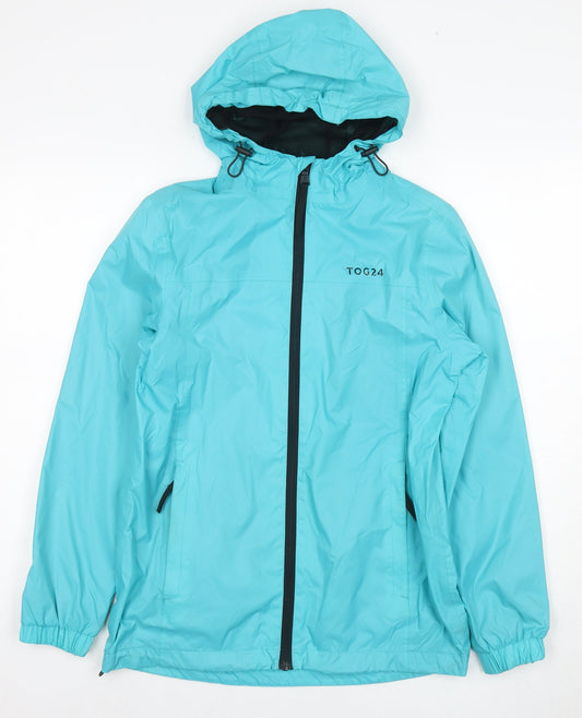 TOG24 Women's Blue Rain Coat, Size 10, Hooded, Waterproof