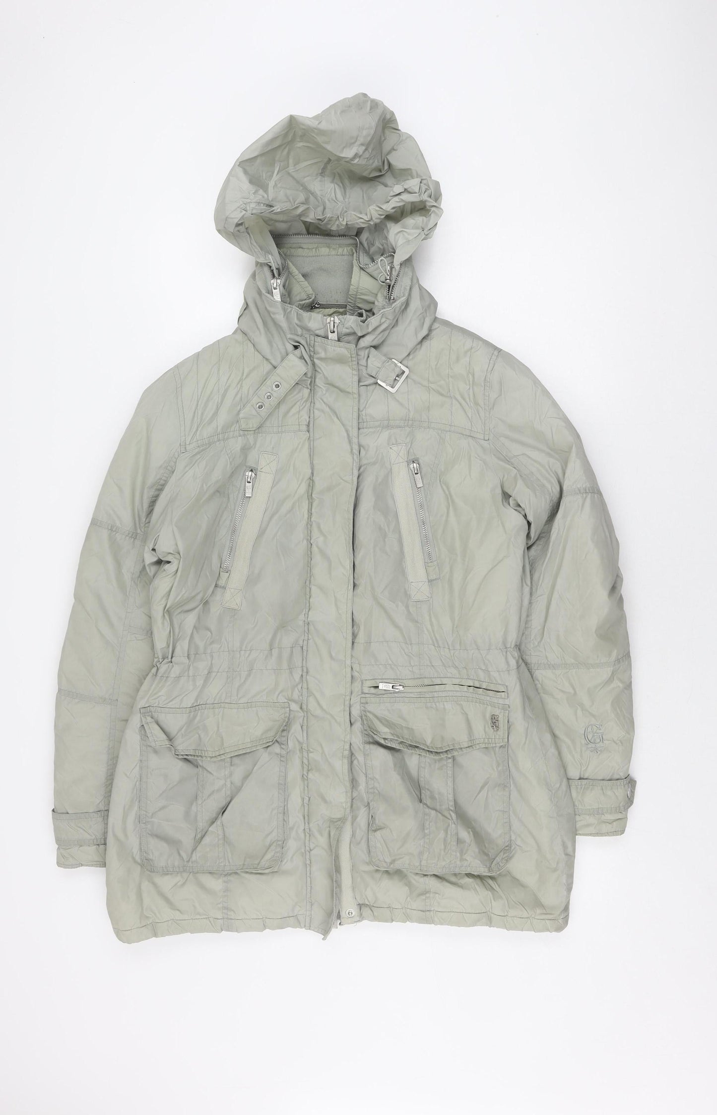 Giacomo Women's Grey XL Puffer Jacket - Hooded, Zipped Pockets