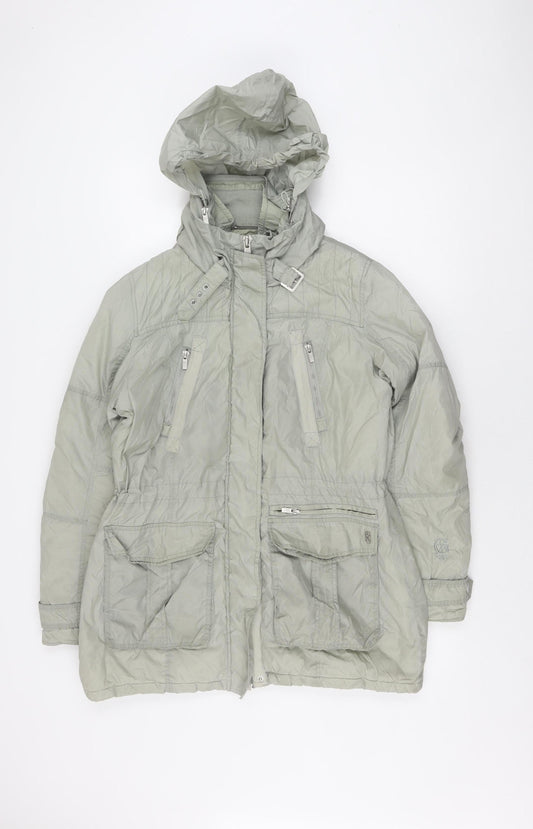 Giacomo Women's Grey XL Puffer Jacket - Hooded, Zipped Pockets