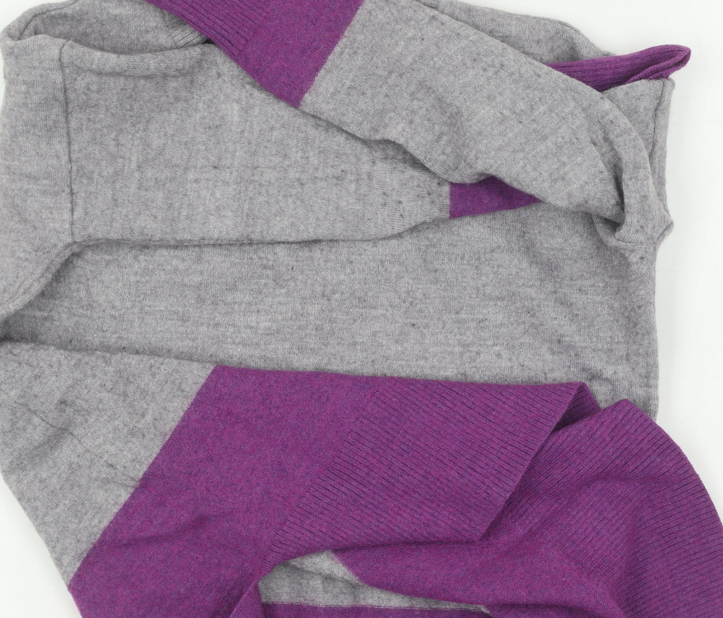 Tahari Women's Grey/Purple Crew Neck Pullover Jumper S