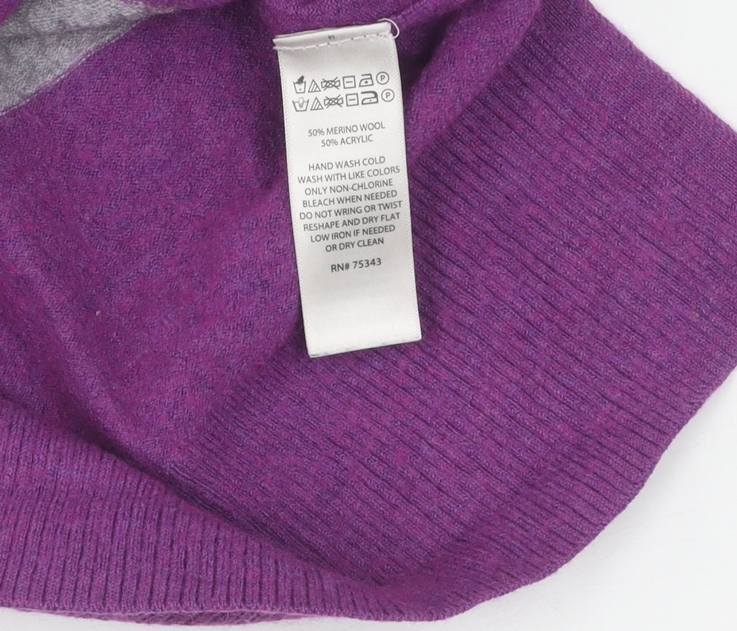 Tahari Women's Grey/Purple Crew Neck Pullover Jumper S