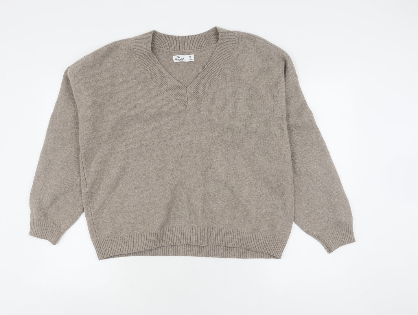 Hollister Women's Beige Wool V-Neck Pullover Jumper M