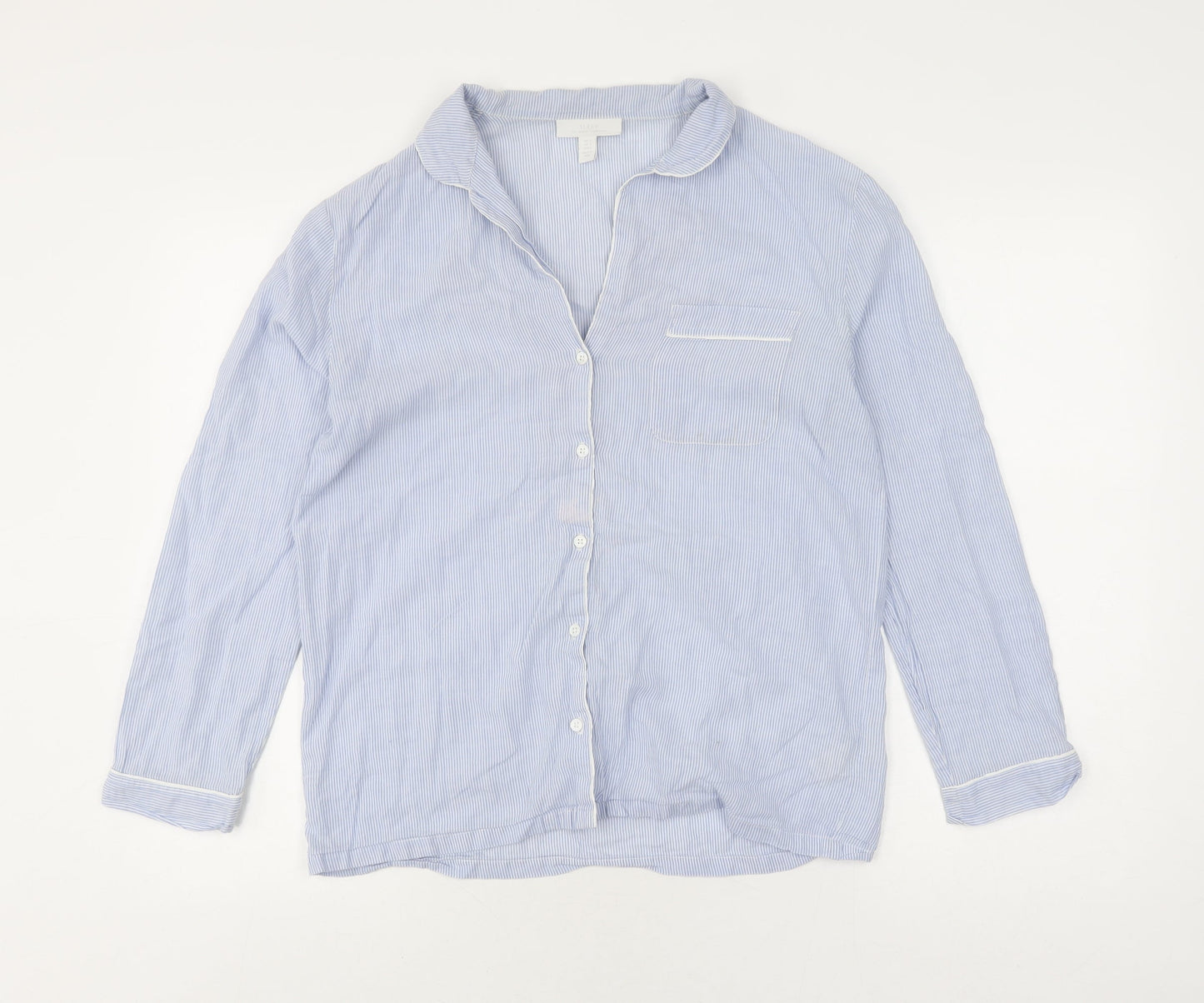 The White Company Women's Blue Striped Pyjama Top S