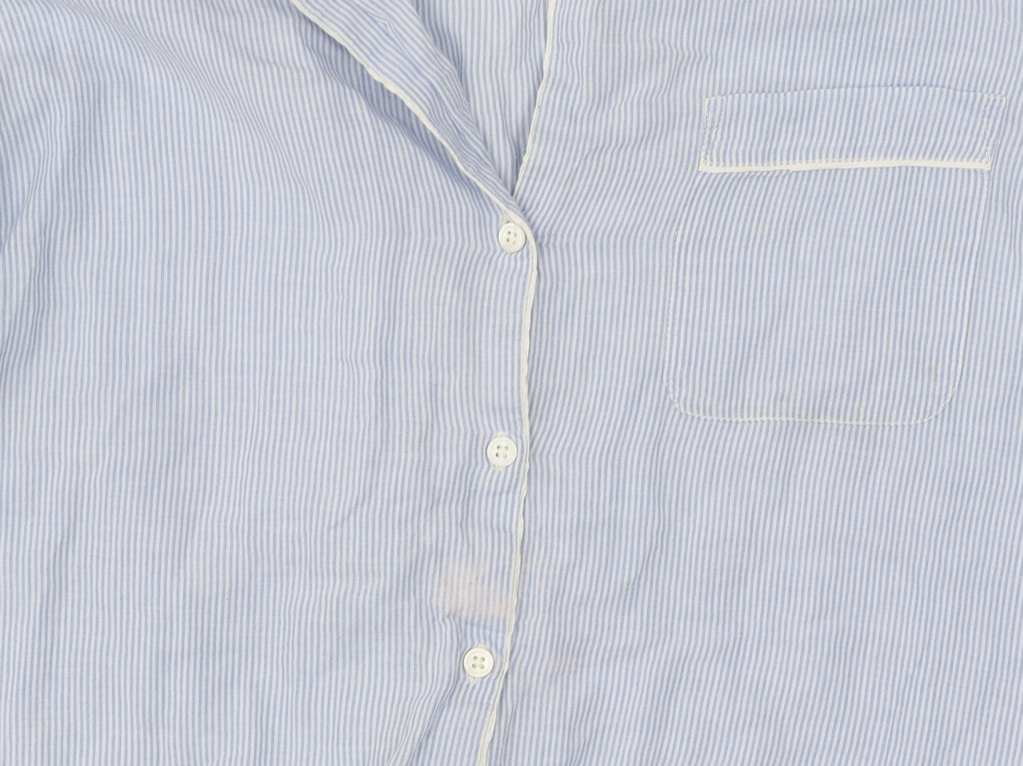 The White Company Women's Blue Striped Pyjama Top S