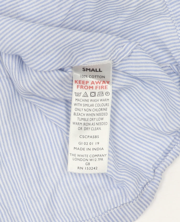 The White Company Women's Blue Striped Pyjama Top S