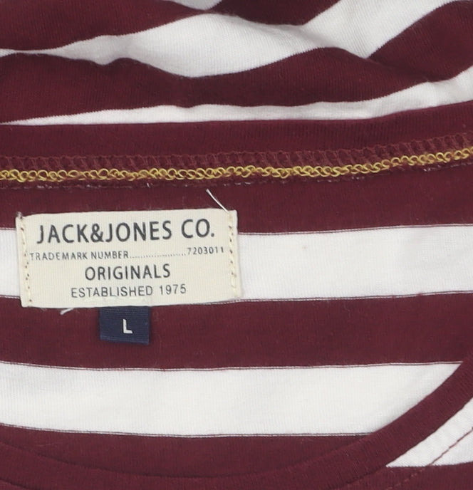 Jack & Jones Men's Multicolour Striped T-Shirt L