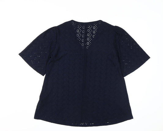 JD Williams Women's Blue Crochet V-Neck Blouse Size 14