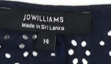 JD Williams Women's Blue Crochet V-Neck Blouse Size 14