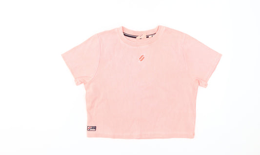 Superdry Women's Pink Crew Neck T-Shirt Size 14