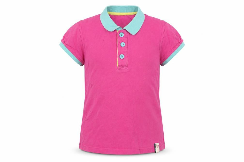Front view of Seasalt Nippers girls’ pink polo shirt 7 years