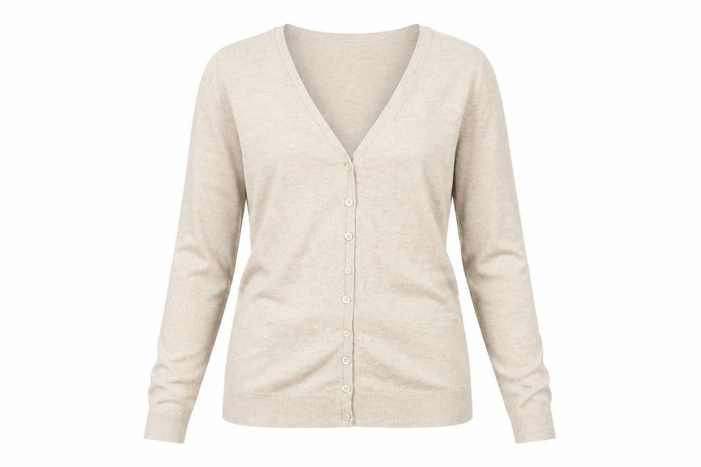 Stradivarius Beige V-Neck Cardigan Women L