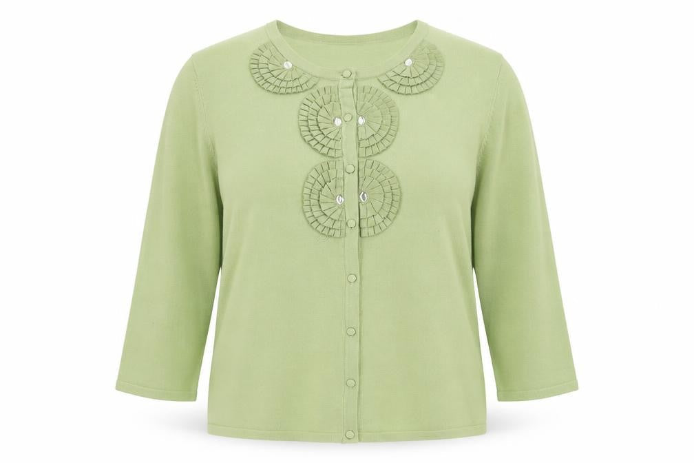Eastex Women's Green Cardigan Size 12 with Jewel Accents