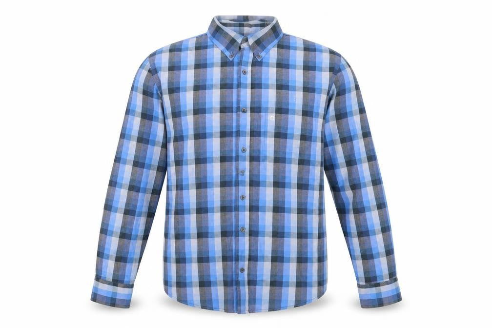 Pierre Cardin Men's Blue Plaid Button-Up Shirt M