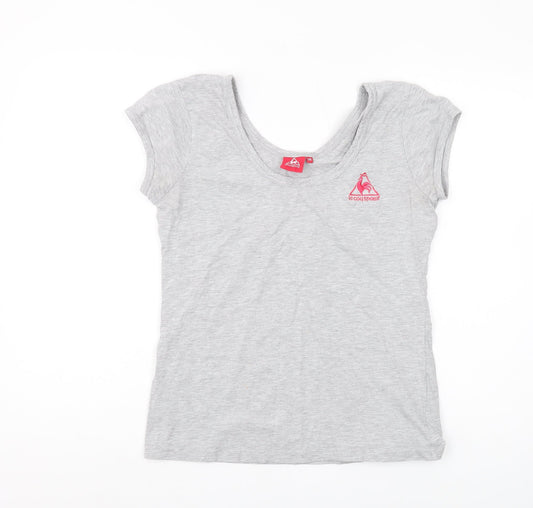 Le Coq Sportif Womens Grey Scoop Neck T-Shirt Size 14
