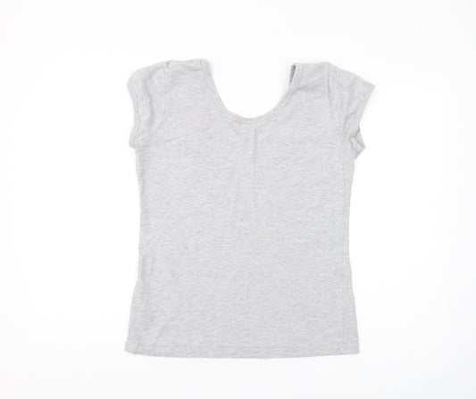 Le Coq Sportif Womens Grey Scoop Neck T-Shirt Size 14