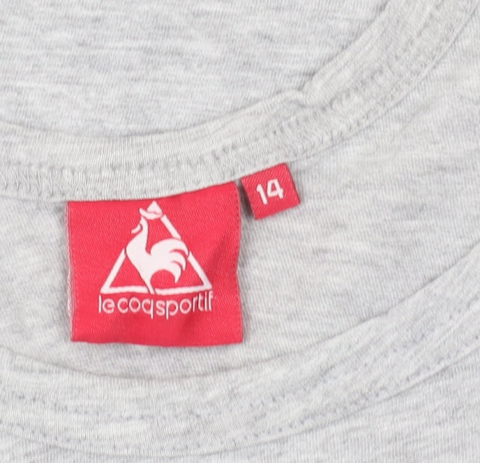 Le Coq Sportif Womens Grey Scoop Neck T-Shirt Size 14