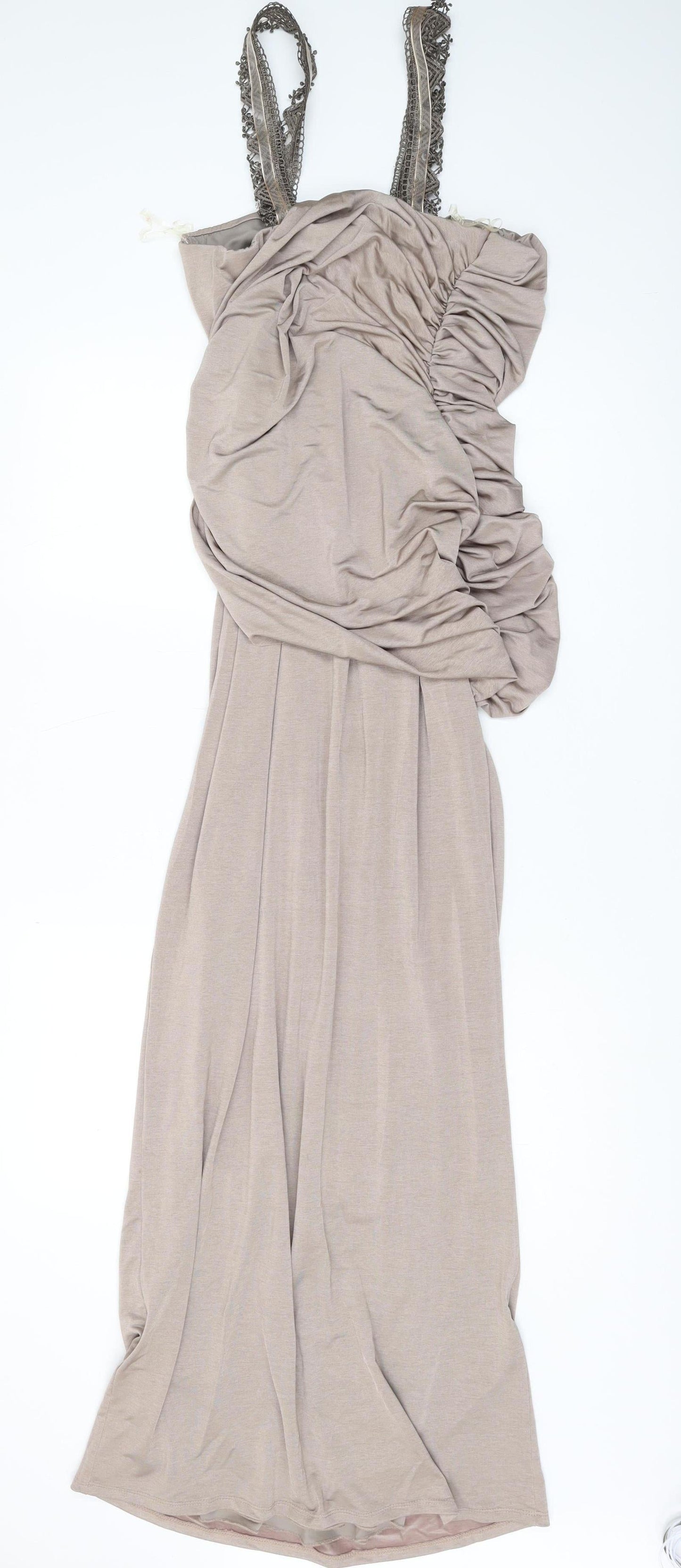 Lipsy Women’s Beige Maxi Dress Size 10 Sleeveless
