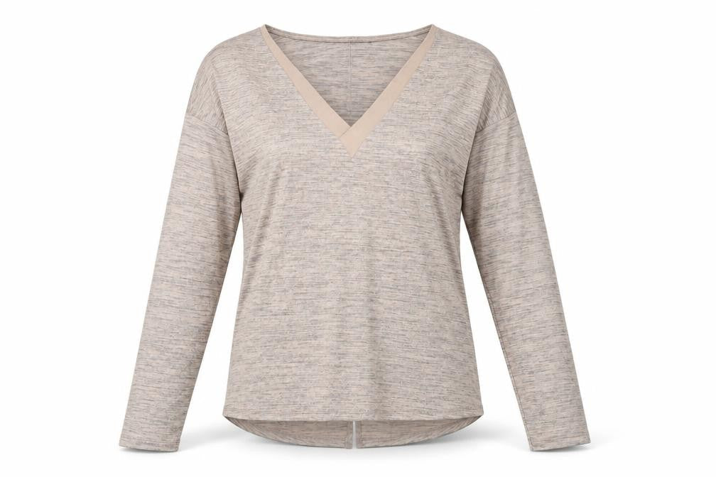 Next Women's Beige V-Neck Blouse in Size 10