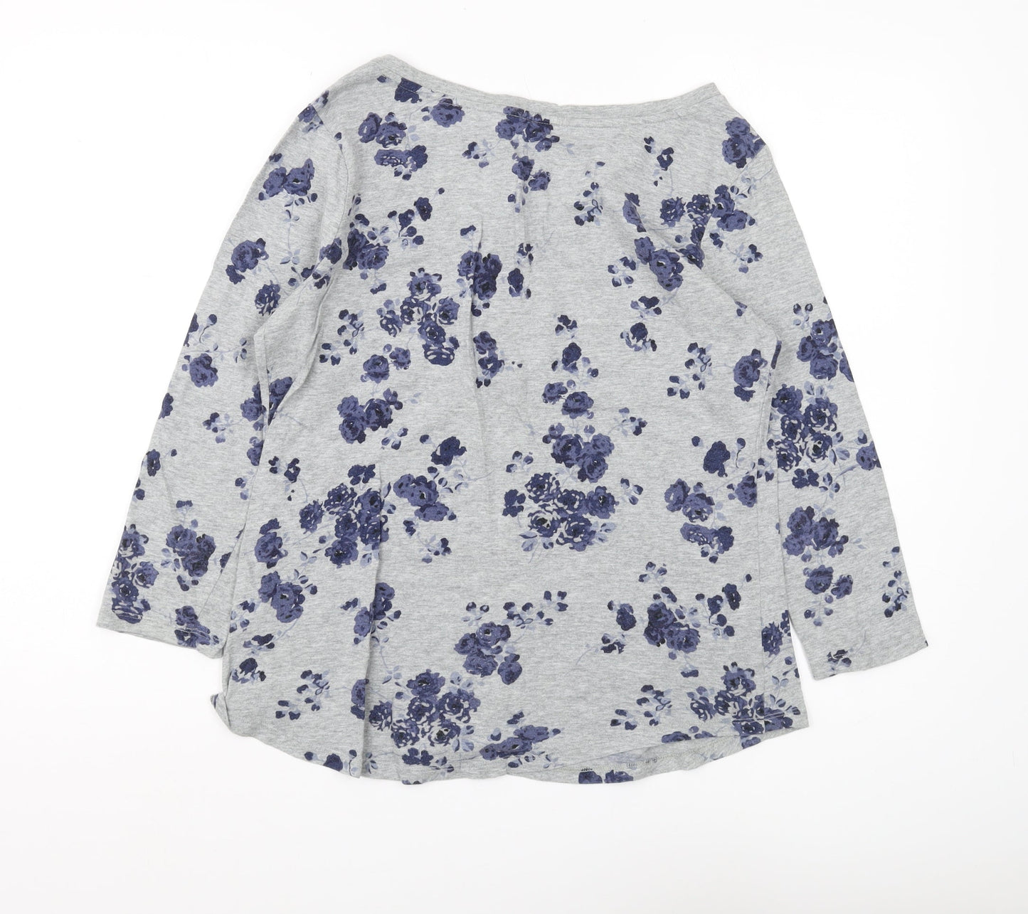 Gap Women's Grey Floral 3/4 Sleeve T-Shirt M