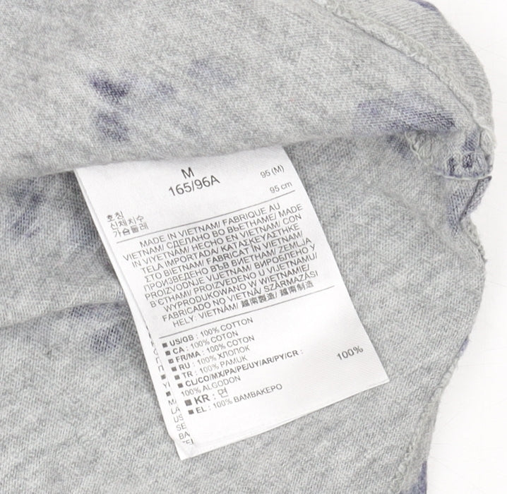 Gap Women's Grey Floral 3/4 Sleeve T-Shirt M