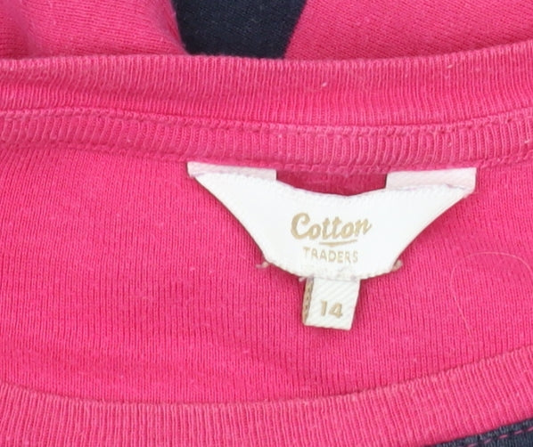 Cotton Traders Women's Striped T-Shirt, Pink/Navy Size 14