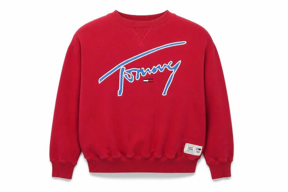 Unisex Adults UK S Regular Tommy Jeans Red Pullover Sweatshirt