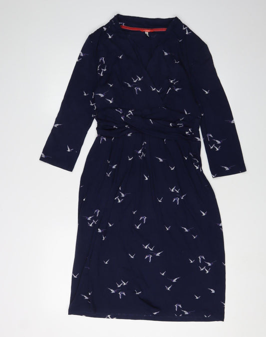 Joules Women's Blue Midi Wrap Dress Size 10