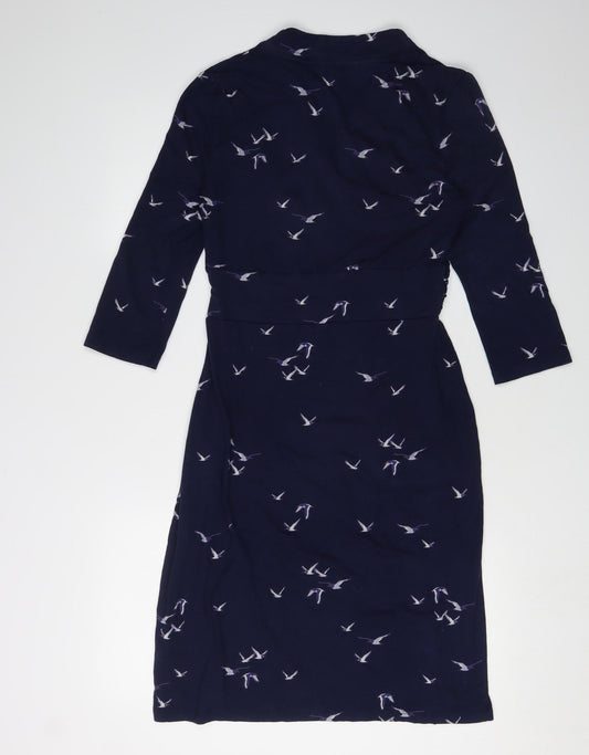 Joules Women's Blue Midi Wrap Dress Size 10