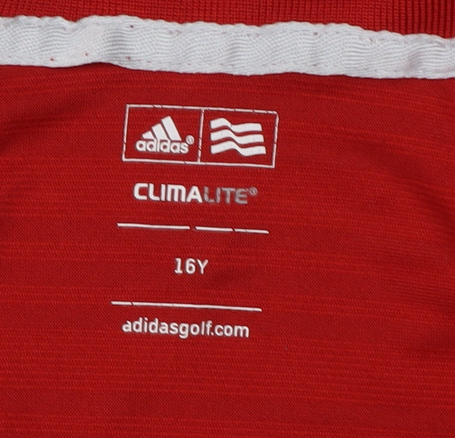 Adidas Boys Red Polo Shirt, 16 Years, Golf Activewear