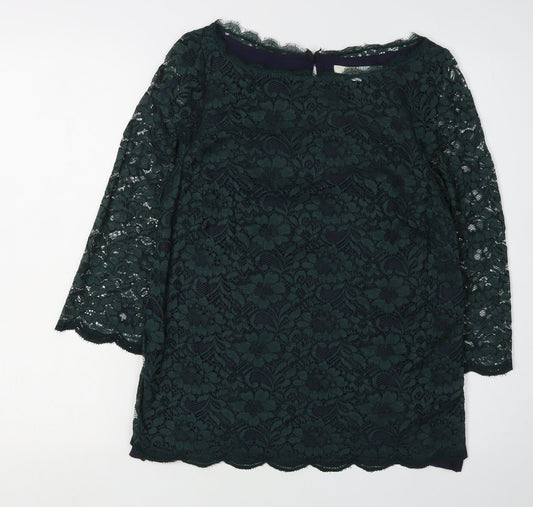 Boden Women's Green Lace 3/4 Sleeve Blouse Size 12