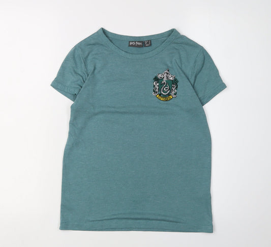 Harry Potter Women's Green Crew Neck T-Shirt, Size 6