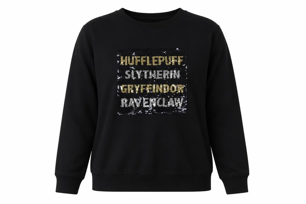Womens UK L Regular Harry Potter Black Pullover Sweatshirt
