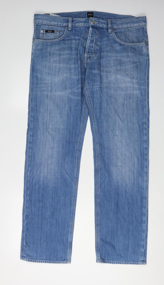 Hugo Boss Men's Blue Straight Leg Jeans 36W 32L