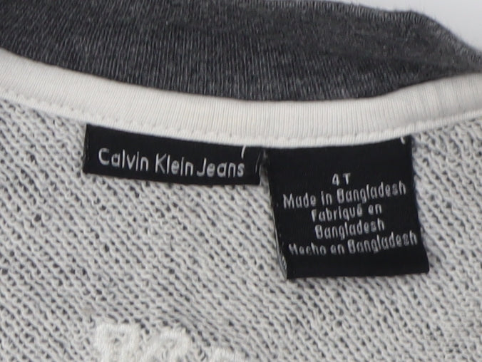 Calvin Klein Boys Grey Full Zip Sweatshirt 4 Years