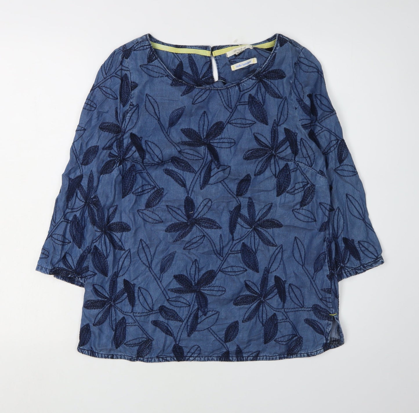 White Stuff Women's Blue Floral Tunic Blouse Size 6