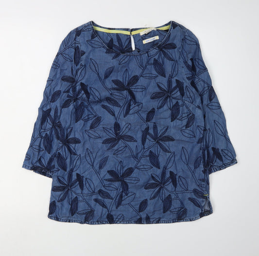 White Stuff Women's Blue Floral Tunic Blouse Size 6