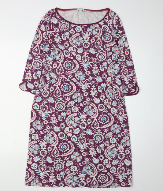 Boden Women's Purple Floral Shift Dress Size 12