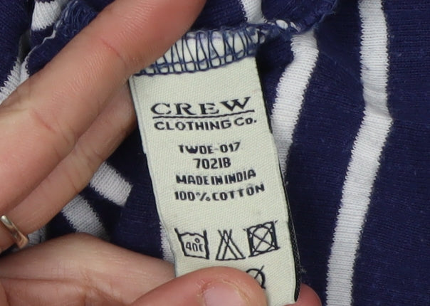 Crew Clothing Co. Women's Blue Striped T-Shirt, Size 12